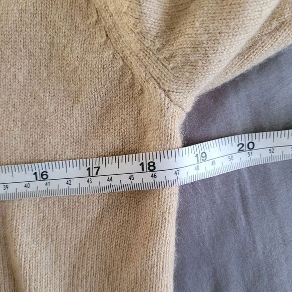 Athleta Cashmere Merino Wool Brown Sweater Size Medium V Neck Collared Preppy - Picture 6 of 7